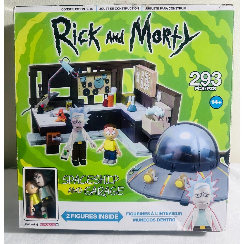 Rick and Morty Spaceship Garage McFarlane 293 Pc Complete Building Set 2 Figures